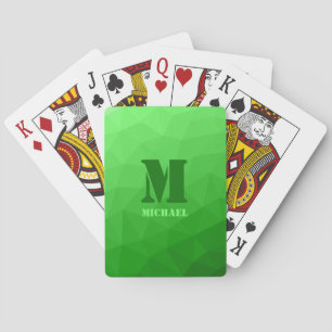 Baraja De Cartas Patrón de malla geométrica verde claro Monograma