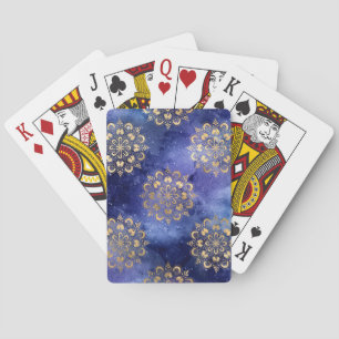 Baraja De Cartas Patrón de Mandala Dharma de Galaxia Dorada y Azul