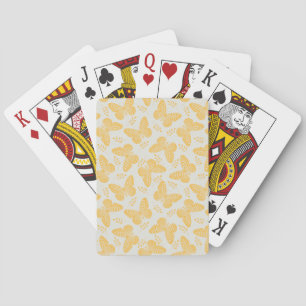 Baraja De Cartas Patrón de mariposa amarilla sobre fondo gris