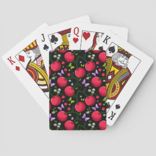 Baraja De Cartas Patrón de Mariposa Cereza Lindo, Fruta Kawaii Bril
