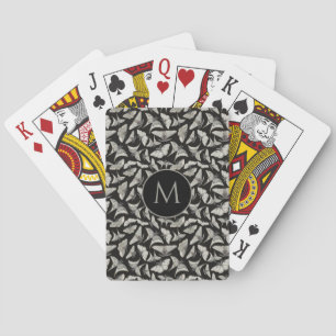 Baraja De Cartas Patrón de mariposa negra polilla monogramada