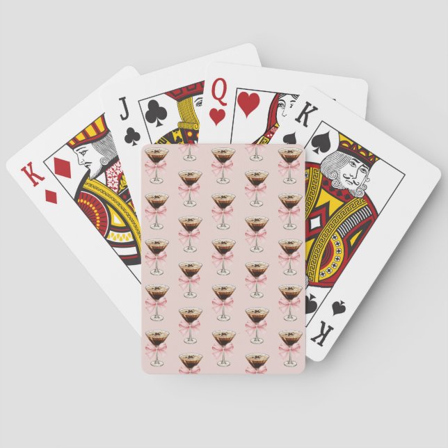 Baraja De Cartas Patrón de Martini de Espresso Rosa (Reverso)