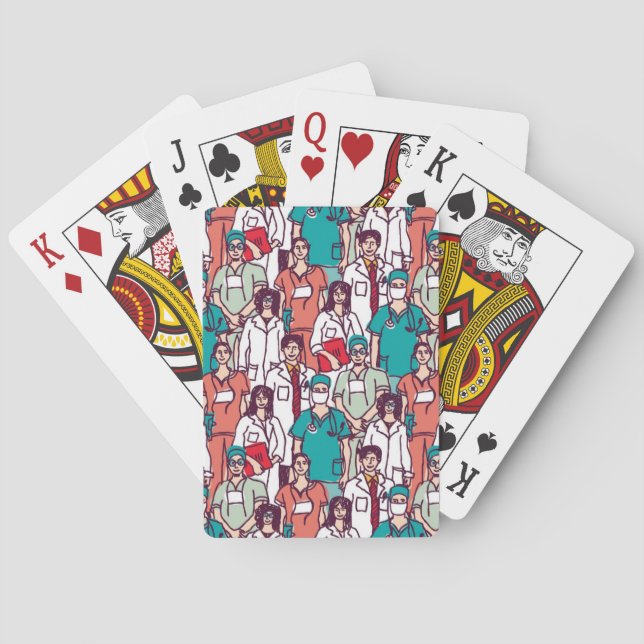 Baraja De Cartas Patrón de médica y cirujano (Reverso)
