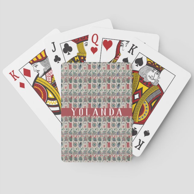 Baraja De Cartas Patrón de mosaicos de Mahjong personalizado (Reverso)