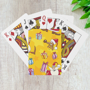 Baraja De Cartas Patrón de Navidad de Santa con regalos y estrellas