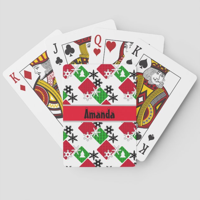 Baraja De Cartas Patrón de navidades, año nuevo, Navidades, patchwo (Reverso)