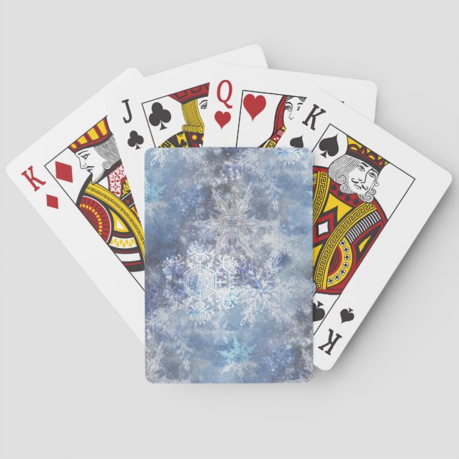 Baraja De Cartas Patrón de Navidades azules texturados de hielo y n (Reverso)