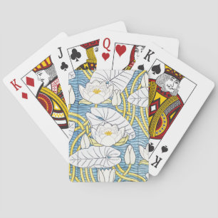 Baraja De Cartas Patrón de Nenúfar Art Nouveau Verde Salvia