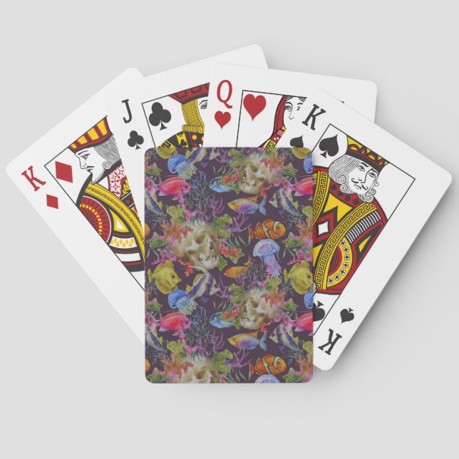 Baraja De Cartas Patrón de niebla de vida marina (Reverso)