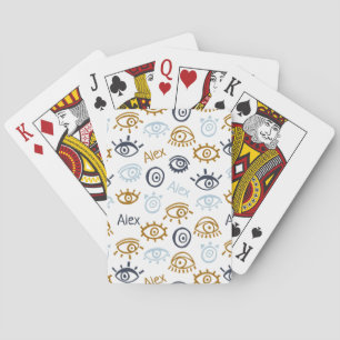 Baraja De Cartas Patrón de ojos malvados monogramado   Agregar nomb