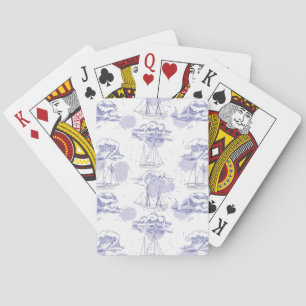 Baraja De Cartas Patrón de olas y barcos acuarelas