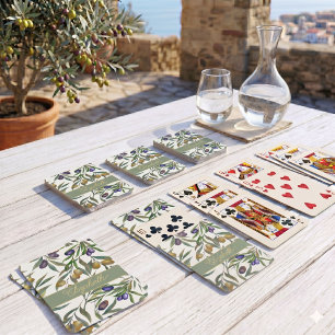 Baraja De Cartas Patrón de olivo en verde salvia estilo francés acu