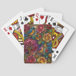Baraja De Cartas Patrón de Pájaros Florales de Galaxia