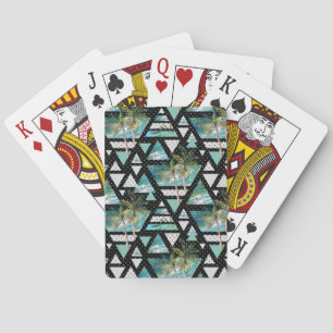 Baraja De Cartas Patrón de palmas y olas geométricas abstractas