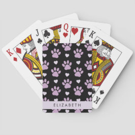Baraja De Cartas Patrón De Patas, Patas Lilac, Corazones, Tu Nombre