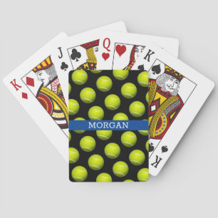 Baraja De Cartas Patrón de Pelota de Tenis, Nombre Blanco, Azul y N