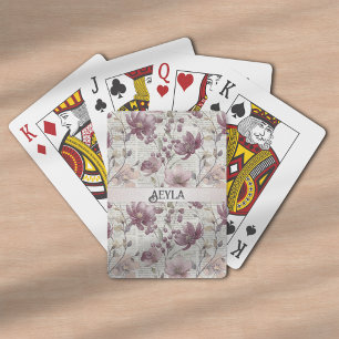 Baraja De Cartas Patrón de periódico floral vintage