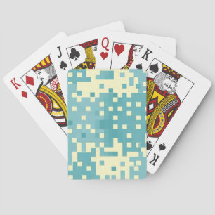 Baraja De Cartas Patrón de píxeles azul y cian