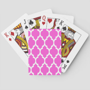 Baraja De Cartas Patrón de Quatrefol Blanco Caliente Rosado Marroqu