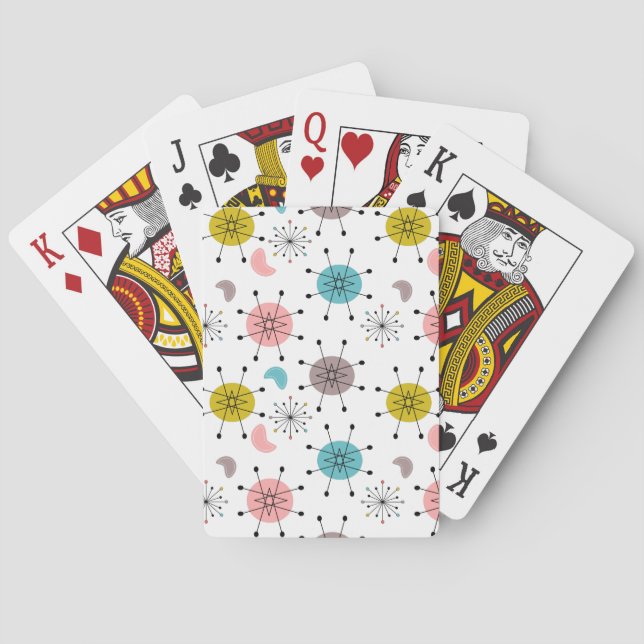 Baraja De Cartas Patrón de ráfaga de estrella retro atómica (Reverso)