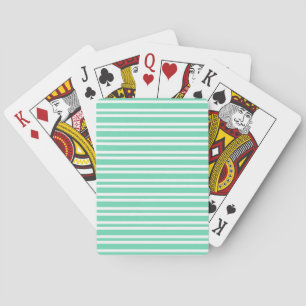 Baraja De Cartas Patrón de rayas blancas aguamarina