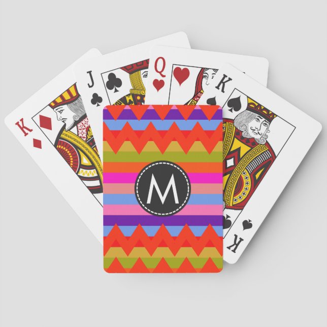 Baraja De Cartas Patrón de rayas de chevron de moda #29 (Reverso)