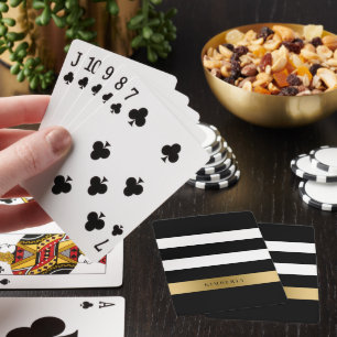 Baraja De Cartas Patrón de rayas negras, blancas y doradas