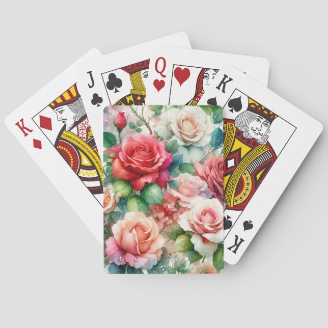 Baraja De Cartas Patrón de Rosa Caprichoso (Reverso)