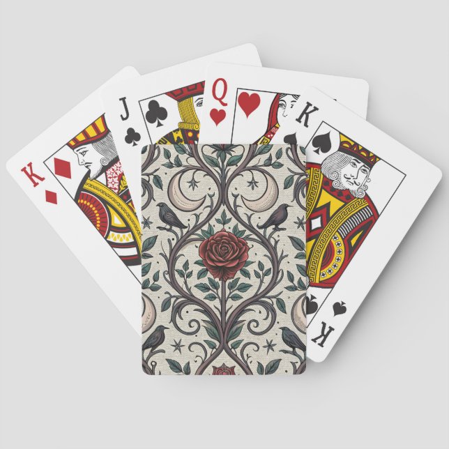 Baraja De Cartas Patrón de rosa gótica oscura (1) (Reverso)