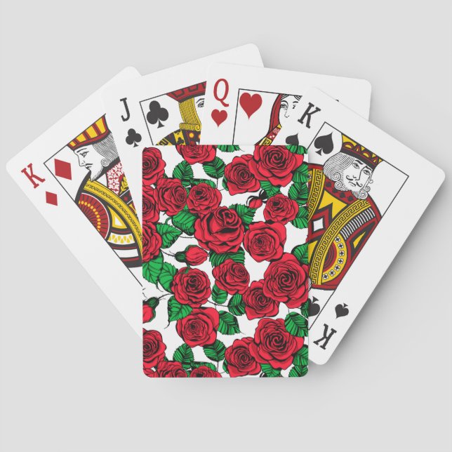 Baraja De Cartas Patrón de rosas rojas (Reverso)