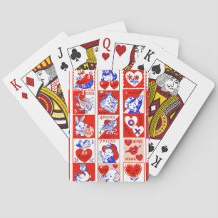 Baraja De Cartas Patrón de sello vintage de San Valentín de los año