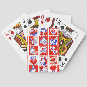 Baraja De Cartas Patrón de sello vintage de San Valentín de los año
