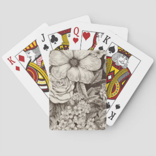 Baraja De Cartas Patrón de Sepia Floral Vintage (1)