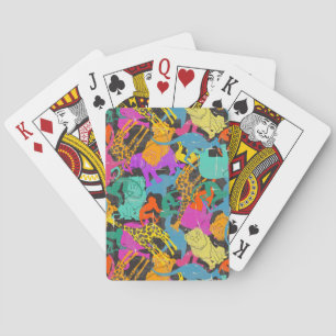 Baraja De Cartas Patrón de siluetas de animales retro