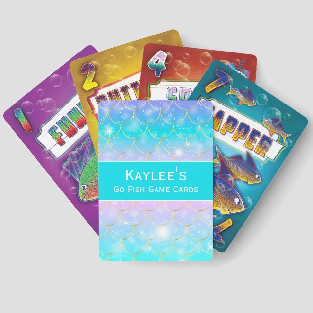 Baraja De Cartas Patrón de sirena, chicas de monograma Personalizad (Reverso )