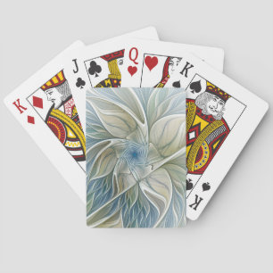 Baraja De Cartas Patrón de sueño floral abstracto azul caqui fracta
