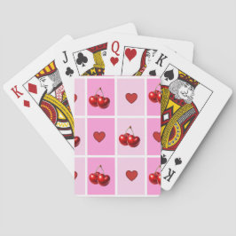 Baraja De Cartas Patrón de tablero de ajedrez de corazón de cereza 