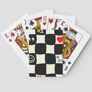 Baraja De Cartas Patrón de tablero de ajedrez ondulado retro con ic