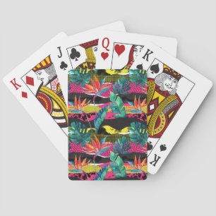 Baraja De Cartas Patrón de textura tropical de resumen neón