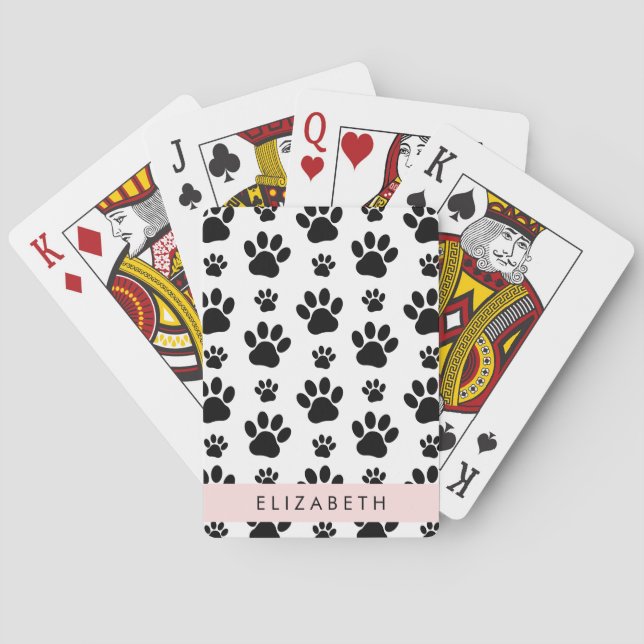 Baraja De Cartas Patrón de traza, garras de perro, negro y blanco,  (Reverso)