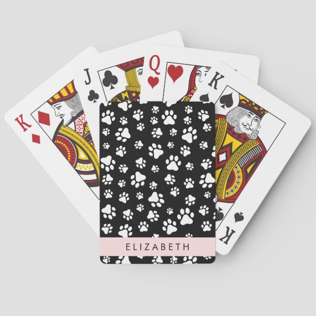 Baraja De Cartas Patrón de traza, garras de perro, negro y blanco,  (Reverso)