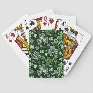 Baraja De Cartas Patrón de trébol celta corazones irlandeses verdes