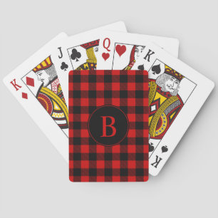 Baraja De Cartas Patrón de trenzado de búfalo rojo con monograma