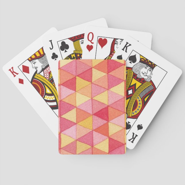 Baraja De Cartas Patrón de triángulo de color de agua geométrica co (Reverso)