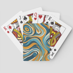 Baraja De Cartas Patrón de Trippy Azul de Swirl Ochre Liquido