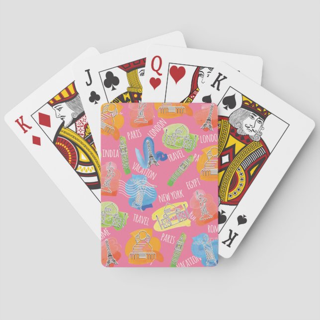 Baraja De Cartas Patrón de ubicaciones de viaje (Reverso)