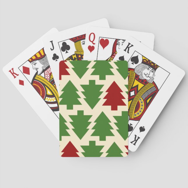 Baraja De Cartas Patrón de vacaciones de árboles de Navidad (Reverso)