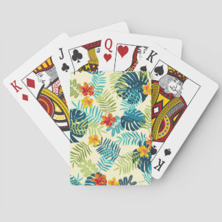 Baraja De Cartas Patrón de verano de Monstera Tropical Hibiscus