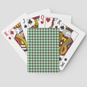 Baraja De Cartas Patrón de verificador de diamantes verde marrón