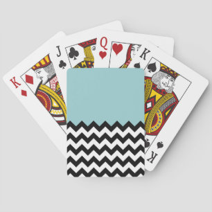 Baraja De Cartas Patrón de zigzag negro y blanco, chevron, azul
